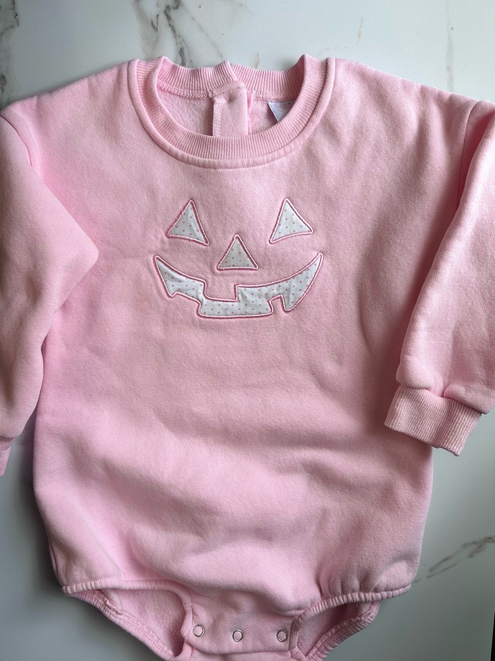 Stitchy Fish Pink Baby Long-Sleeve Pumpkin Face Outfit